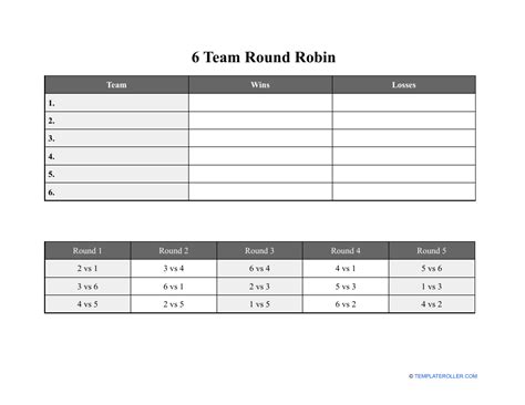 6 team round robin calculator|6 Team Round Robin Generator .